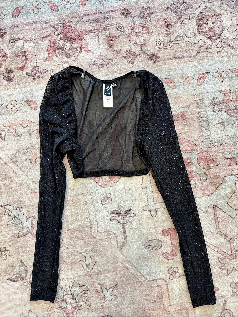 Windsor Party Glow Glitter Mesh Bolero Black Size Small